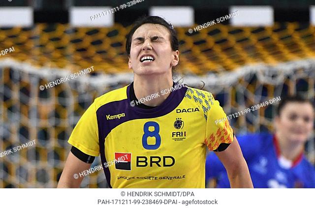 Romania's Cristina-Georgiana Neagu reacting in disappointment after one of her team's attacks during the 2017 World Women's Handball Championship eighth-finals...