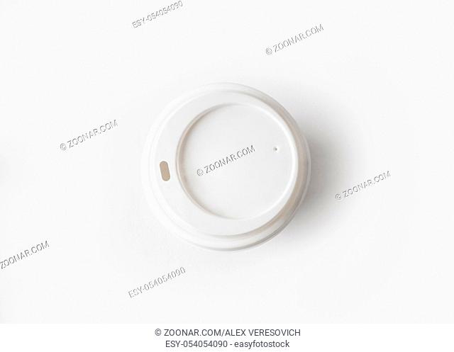 Top view of a disposable coffee cup with cap