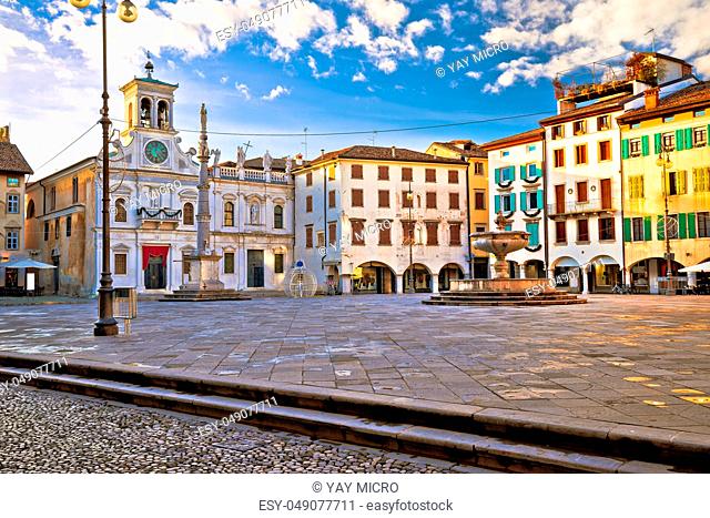 Piazza San Giacomo in Udine landmarks view, town in Friuli Venezia Giulia region of Italy