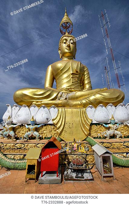 Golden Buddha on top of Wat Tham Sua Tiger Cave Temple in Krabi, Thailand