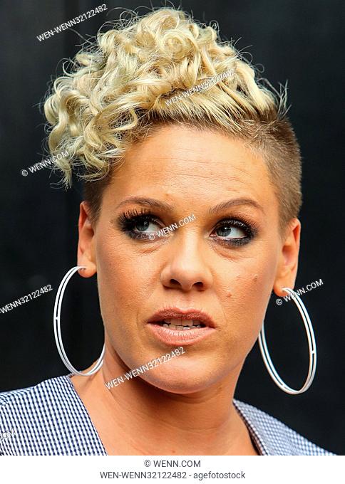 Pink at the Absolute Radio studios Featuring: Pink, Alicia Moore Where: London, United Kingdom When: 16 Aug 2017 Credit: WENN.com