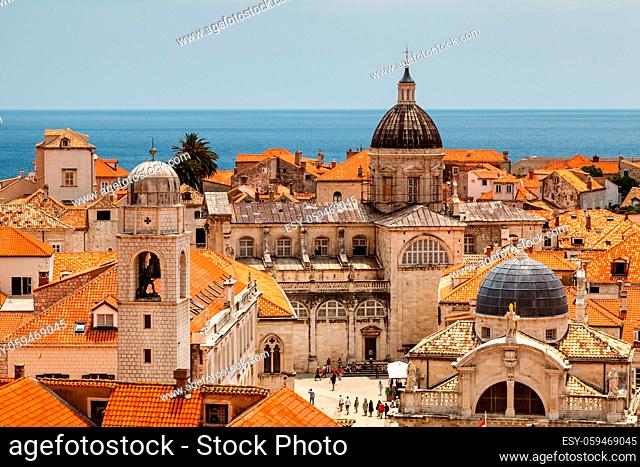 Aerial View on the Old City of Dubrovnik from the City Walls, Croatia