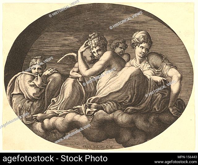 Venus and Cupid, two other goddesses and a putto, from a series of eight compositions after Francesco Primaticcio's designs for the ceiling of the Ulysses...