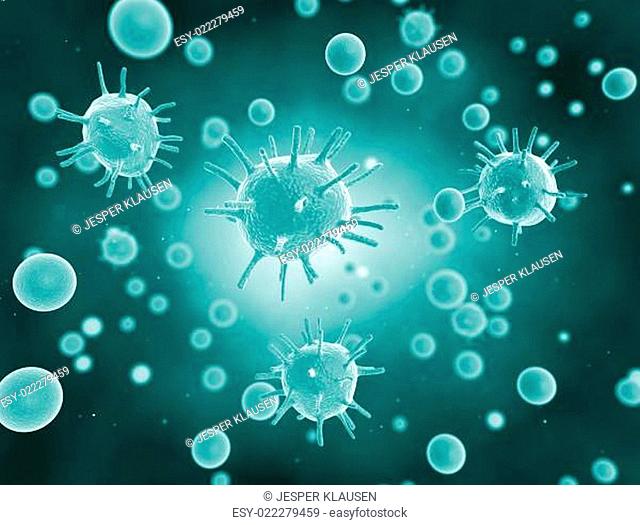 Flu virus cells 3d render