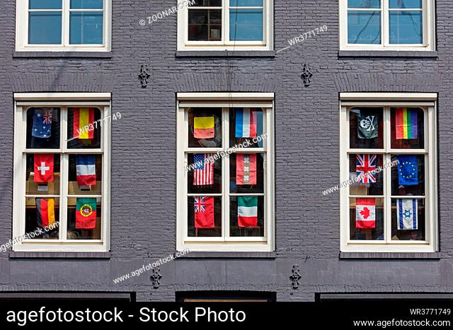 Many Various International World Flags in Window