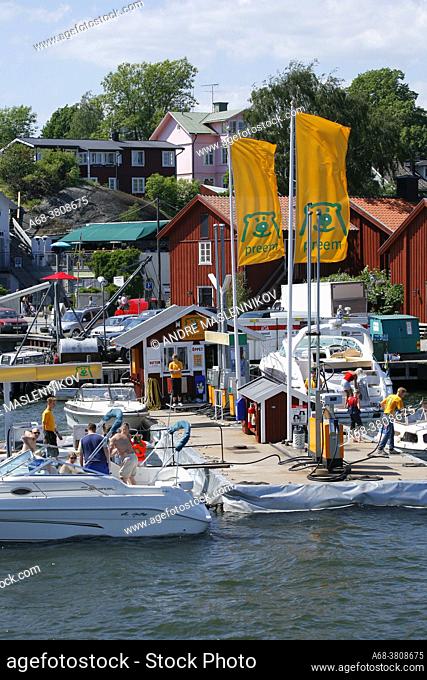 Gas station for motorboats in Vaxholm