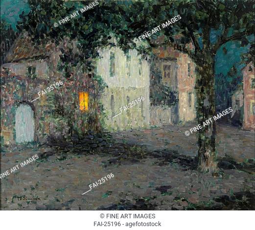 Moonlit City Square in Cherbourg. Le Sidaner, Henri (1862-1939). Oil on canvas. Postimpressionism. ca 1934. France. Museum Boijmans Van Beuningen, Rotterdam