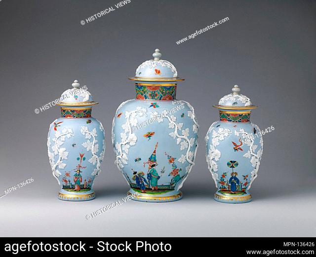 Vase (one of a set of three). Factory: Meissen Manufactory (German, 1710-present); Date: ca. 1725-30; Culture: German, Meissen; Medium: Hard-paste porcelain