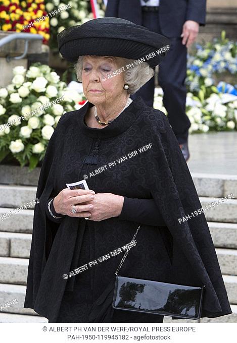 Princess Beatrix of The Netherlands leave at the Cathédrale Notre-Dame in Luxemburg, on May 04, 2019, after the Funeral ceremony of HRH Grand Duke Jean of...