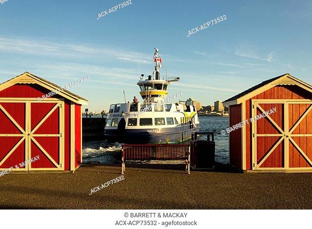 Passenger ferry leaving Dartmouth ferry terminal, Halifax harbour, Nova Scotia, Canada