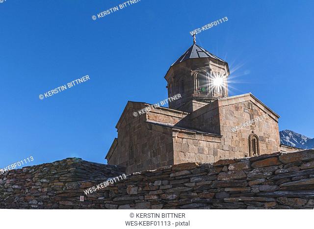 Georgia, Greater Caucasus, Stepantsminda, Gergeti Trinity Church