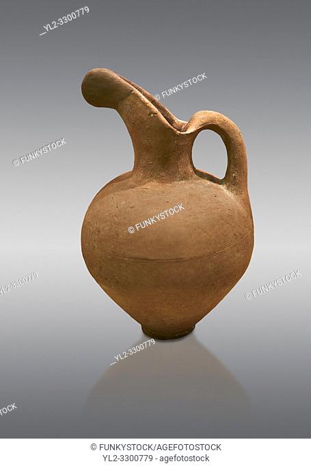 Hittite long neck beak spout pitcher. Hittite Old Period, 1650 - 1450 BC. Huseyindede. Çorum Archaeological Museum, Corum, Turkey