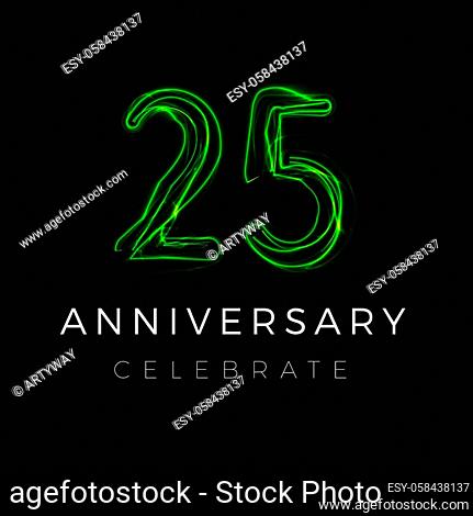 twenty five, twenty fifth Anniversary poster for party. 25 years sign. 25th birthday celebrate. Vector illustration