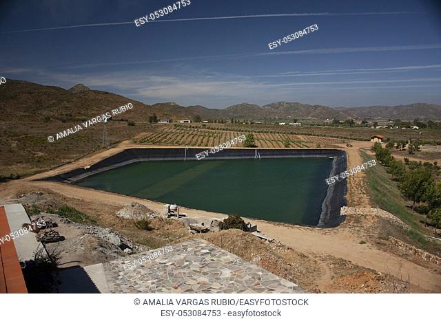 Dam placed in the middle of agricultural fields in Ensenada Baja California Mexico