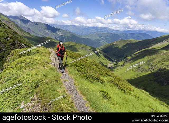Ascending towards Hourgade Peak, Pyrenean mountain range, France
