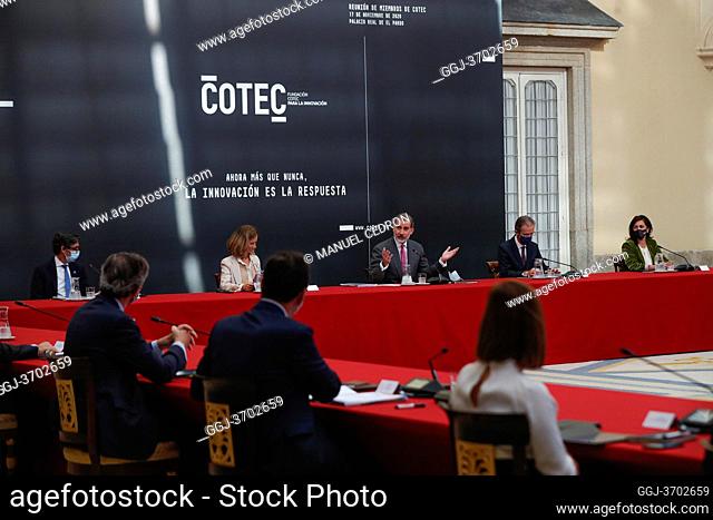 King Felipe VI of Spain attends a CECOTEC meeting at Royal Palace of El Pardo on November 17, 2020 in Madrid, Spain