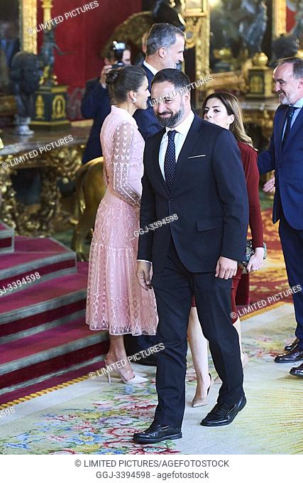 King Felipe VI of Spain, Queen Letizia of Spain attended Reception for The National Day at Royal Palace on October 12, 2019 in Madrid, Spain