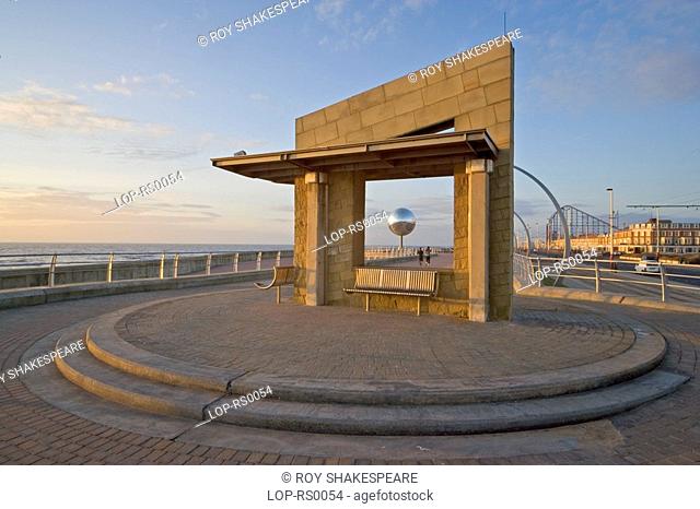 Commissioned art work 'They Shoot Horses, Don't They' by Michael Trainor situated on the Blackpool promenade. Blackpool is known as the Ballroom capital of...