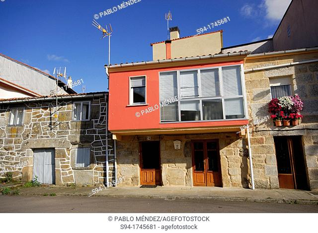 Typical facades in Montederramo, Orense, Spain