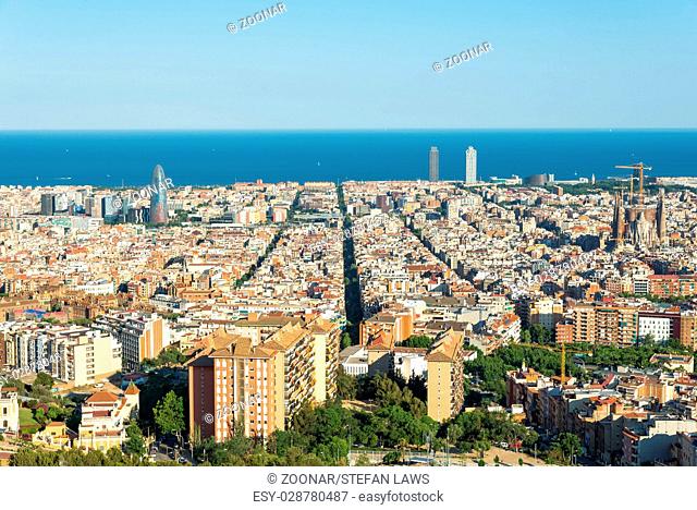 View from the Parc del Guinardó to Barcelona and the mediterranean sea
