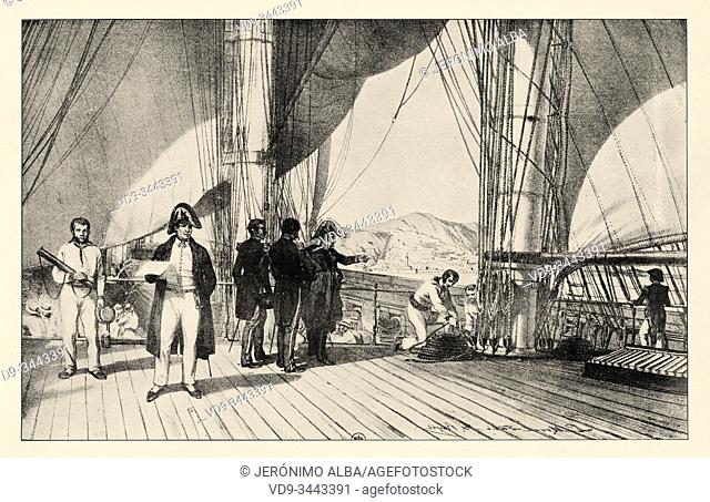 Algeria campaign. Bourmont and Duperré on the flagship in sight of Algiers 1 Conquest of Algeria by France 1830 - 1847. History of France