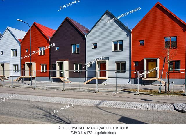 Newly built houses in Runby part of the suburb of Upplands Vasby, Stockholm, Sweden