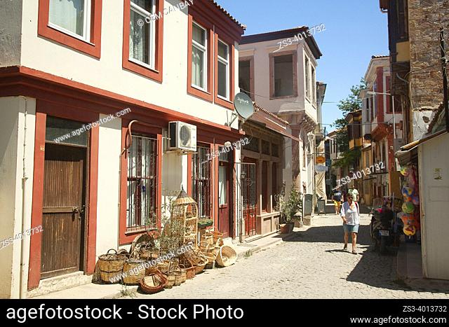 Tourists in front of the traditional Greek-Ottoman houses at the center of ancient Kydonies todays Ayvalik town, Balikesir, Aegean Region, Turkey, Europe