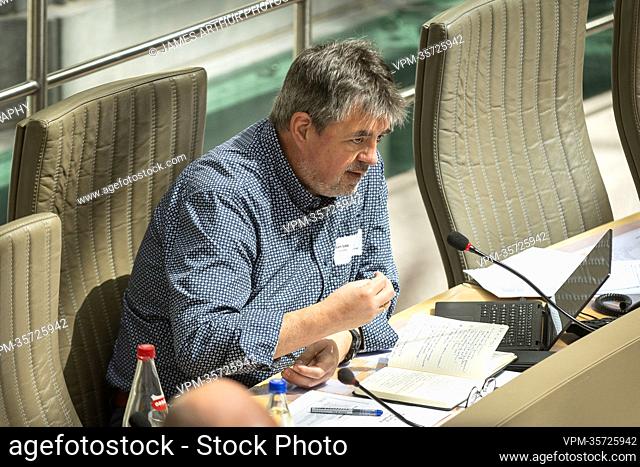 Leo Van Loo pictured during a session of the investigating commission on safety in daycare centers for children, at the Flemish Parliament in Brussels