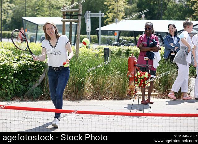 Former Belgian tennis player Justine Henin pictured after a press conference to launch the Justine Henin Foundation, at the CHC MontLegia Hospital, in Liege