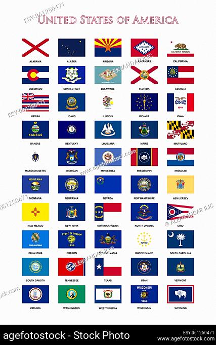 United States of America Federal state flags poster illustration