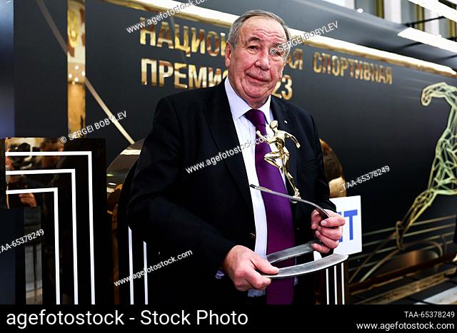 RUSSIA, MOSCOW - NOVEMBER 30, 2023: Shamil Tarpischev, president of the Russian Tennis Federation, the winner of the Pride of Russia: Epoch in sports nomination