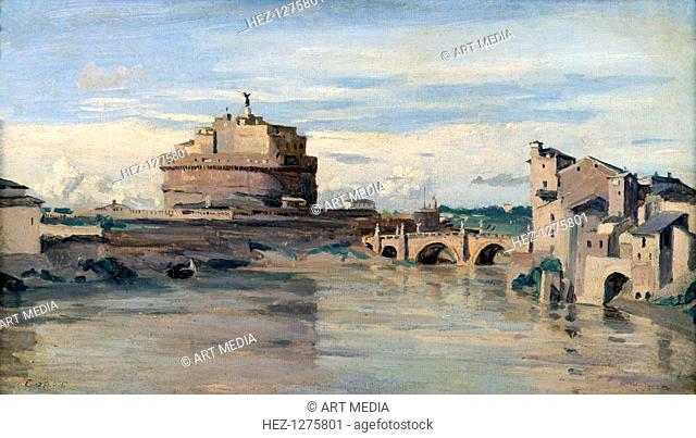 'Castel Sant' Angelo and the River Tiber, Rome', c1816-1875. This building was built in the 2nd century by the Emperor Hadrian as a mausoleum for him and his...