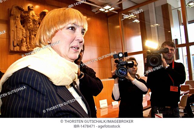 Member of German Parliament Claudia Roth, ruling of the Federal Constitutional Court on telecommunications data retention, Karlsruhe, Baden-Wuerttemberg