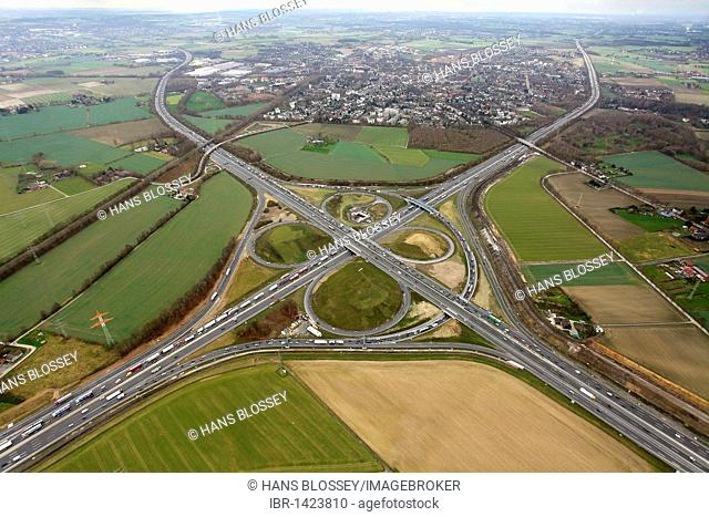 Aerial photo, Kamen cross, junction A1 A2, Kamen, Ruhr area, North Rhine-Westphalia, Germany, Europe