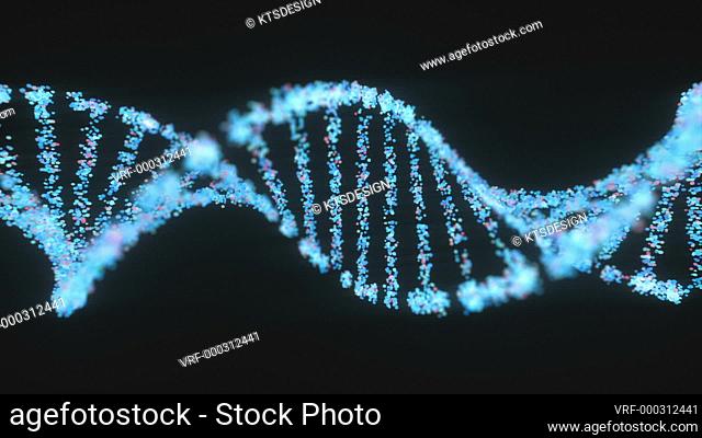 DNA molecule, animation. DNA is the molecule that encodes an organism's unique genetic information. The DNA disintegrates in the second half of the clip