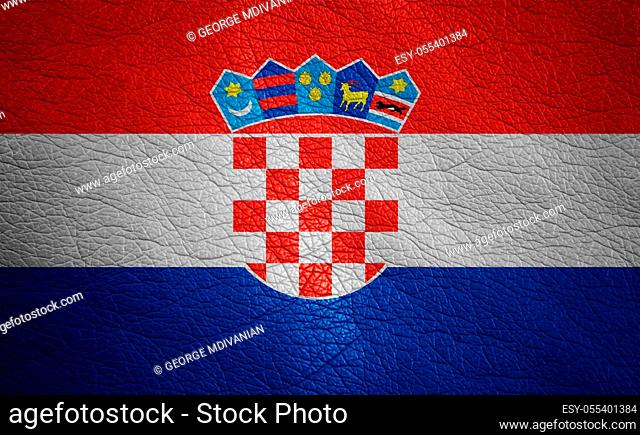 Croatia leather textured flag closeup