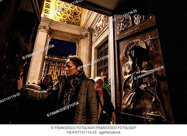 faithful crossing the Holy Door at Basilica of St. Maria Maggiore, Rome, ITALY-13-11-2016
