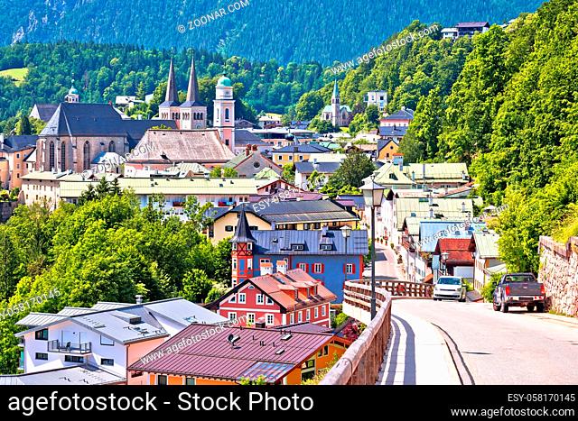 Town of Berchtesgaden and Alpine landscape view, Bavaria region of Germany