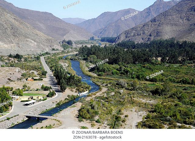 Elqui River, Fluss, Vicuna, Valle d Elqui, Elqui Valley, Elqui Tal, Norte Chico, northern Chile, Nordchile, Chile, South America, Suedamerika
