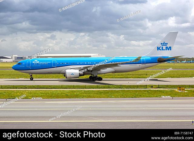 An Airbus A330-200 aircraft of KLM Royal Dutch Airlines with registration PH-AOD at the airport in Amsterdam, the Netherlands