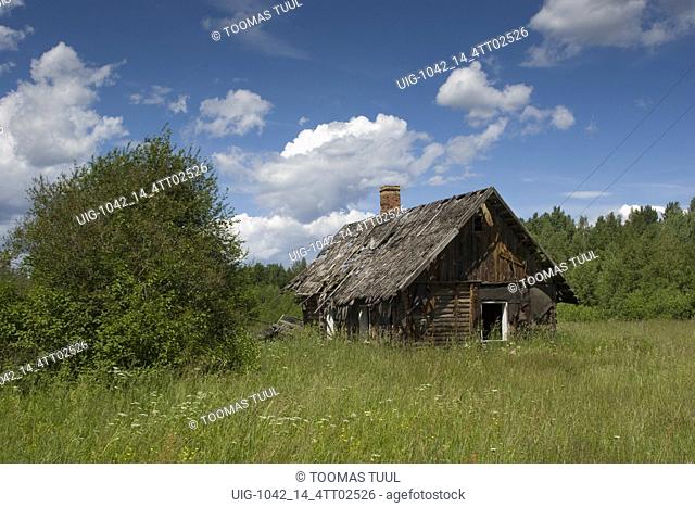 Decayed farmstead, Pskov oblast, in Russia