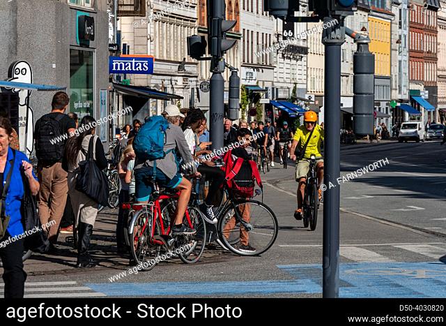 Copenhagen, Denmark, Bicyclists on Vesterbrogade