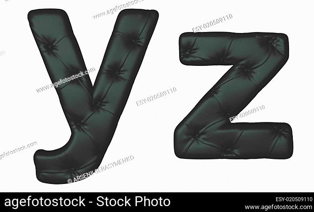 Luxury black leather font Y Z letters