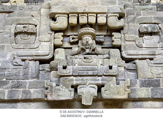 Reliefs, Sculpture Museum, Copan (Unesco World Heritage List, 1980), Honduras, Maya civilization. Copan, Museo Regional de Arqueologia Maya (Archaeological...