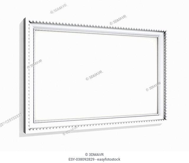White rectangular frame isolated on white background. 3d rendering