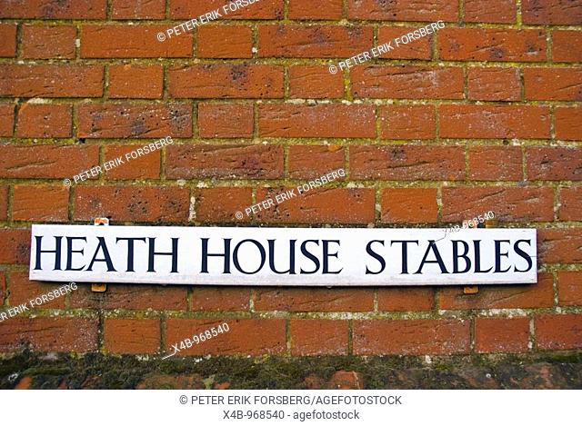 Heath house stables sign Newmarket Suffolk England UK Europe