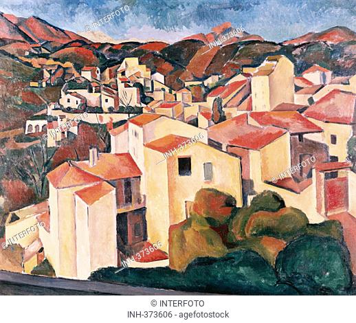 fine arts, Derain, Andre, 1880 - 1954, painting, 'view of Cagnes', 1910, Folkwang Museum, Essen, historic, historical, Europe, France, 20th century, fauvism