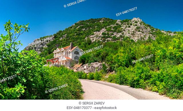 Skadar lake, Montenegro - 07.15.2018. Hotel Gazivoda near Crnojevica river bend in Montenegro, Rijeka Crnojevica in Montenegro
