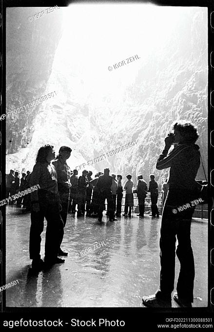 ***JUNE, 1982 FILE PHOTO***Tourists are walking in the Punkva (Punkevni) Caves in Moravian Karst, Czechoslovakia, June, 1982