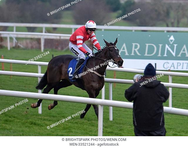 Action from Leopardstown St Stephen's day racing meeting Featuring: Patrick Mullins rides Blackbow (2) 5/4 favorite to victory in the 3:30 trained by father...